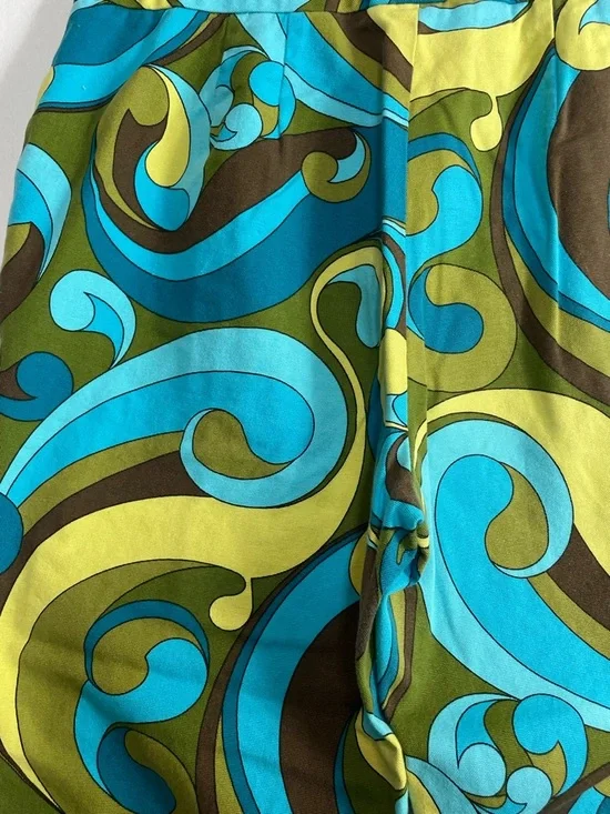 Talbots Turquoise & Lime Crop Pants 8 Psychedelic Bold Swirl Stretch Paisley - Picture 11 of 16